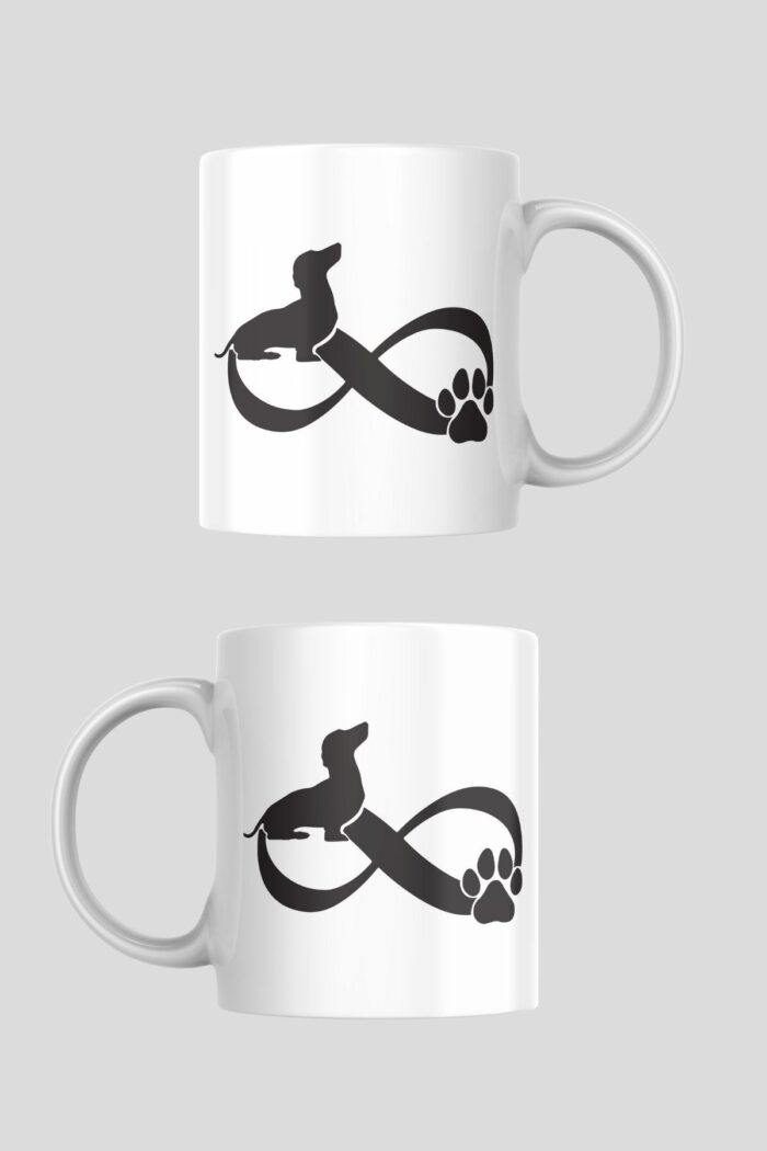 Sonsuzluk İşareti, Pati İzi ve Dachshund Temalı Porselen Kupa - Görsel 2