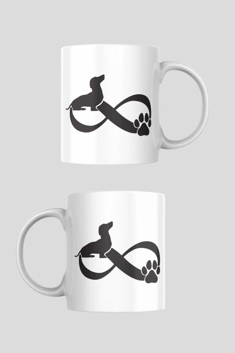 Sonsuzluk İşareti, Pati İzi ve Dachshund Temalı Porselen Kupa - Görsel 2