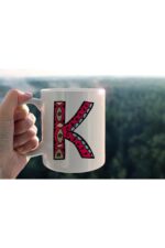 Özel Tasarım K Harfli Porselen Kupa Tfhr-13