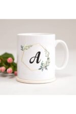 A Harfli Çerçeveli Baskılı Kupa Bardak