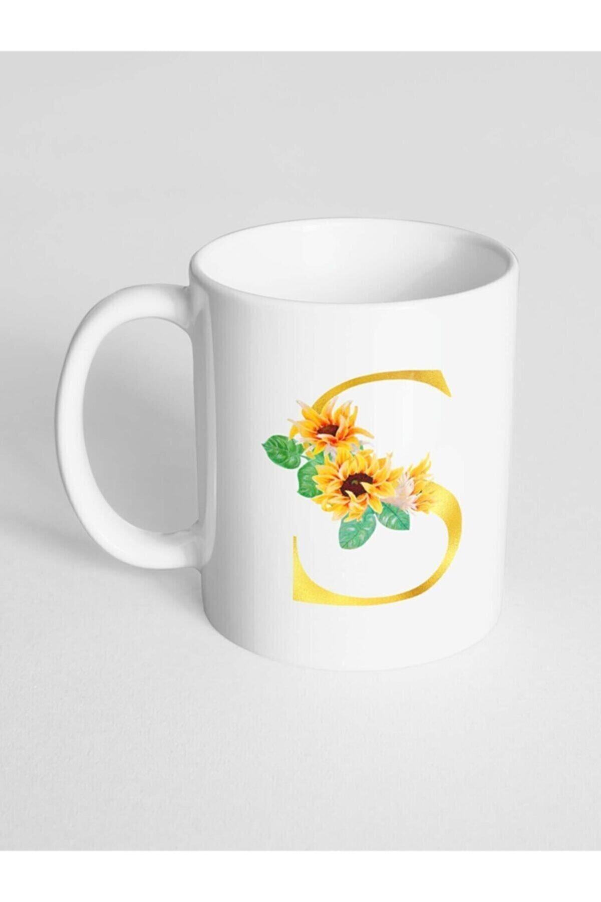 1_org_zoom-1817.jpg S Harfi Baskılı Çiçek Desenli Dekoratif - Baş Harf Baskılı Kupa Bardak - Görsel 1