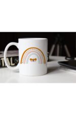 Özel Tasarım- Bohem Gökkuşağı Baskılı Beyaz Kupa Bardak-005 Tfkr