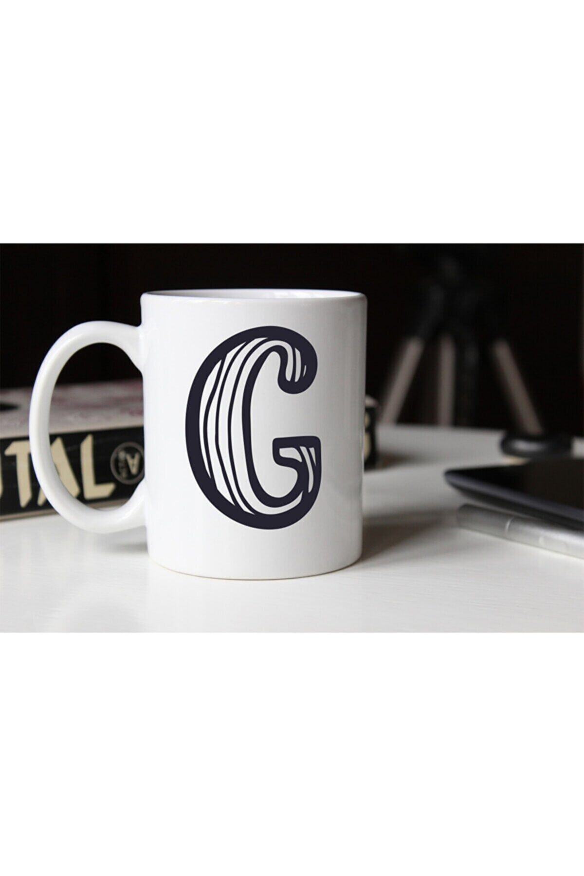 1_org_zoom-1848.jpg Siyah Beyaz Çizgili G Harfli Porselen Kupa Tfsbh-008 - Görsel 1