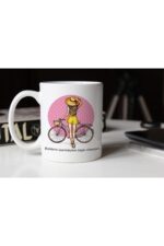 Bisikletli Kız Temalı Beyaz Kupa Tfmt-01