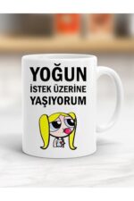 Unisex Beyaz Yoğun Istek Üzerine Yaşıyorum Kupa Bardak