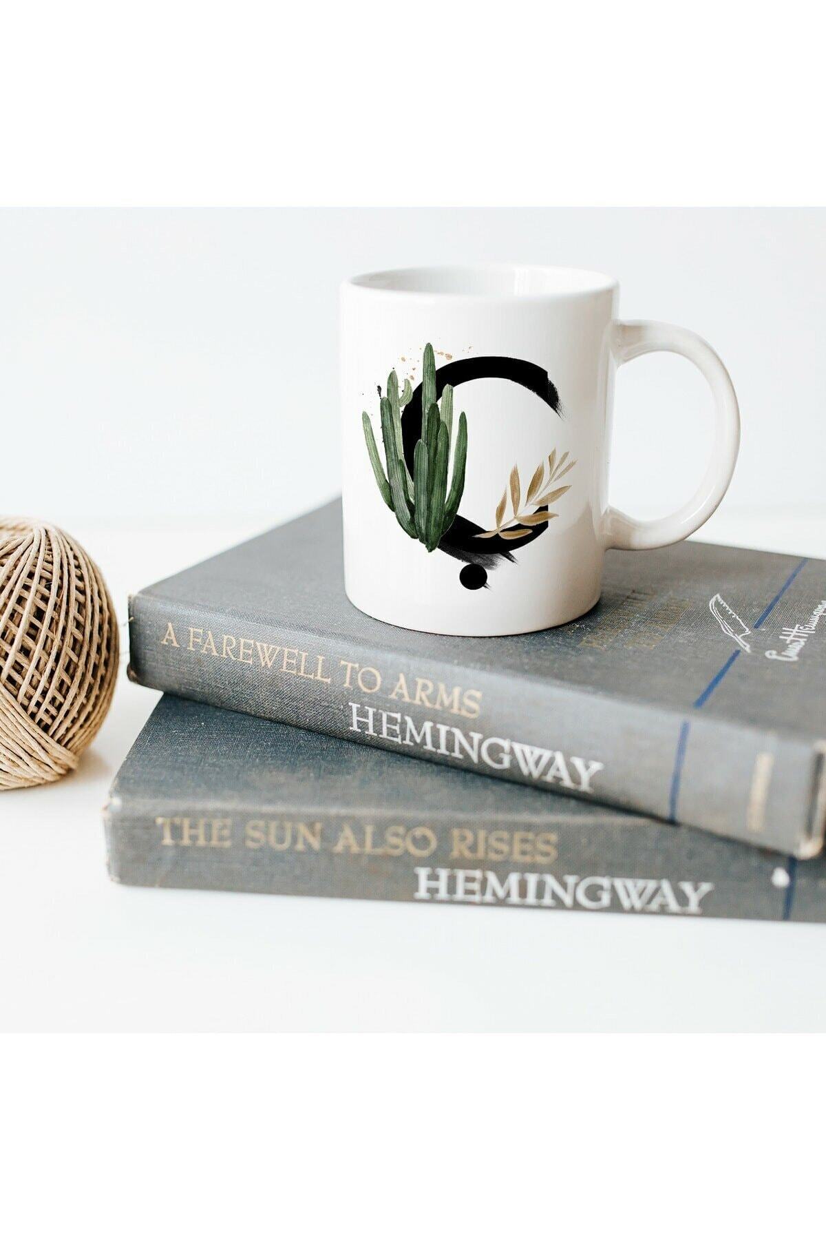 1_org_zoom-1877.jpg Ç Harfi Baskılı Çiçek Desenli Dekoratif - Baş Harf Baskılı Kupa Bardak - Görsel 1