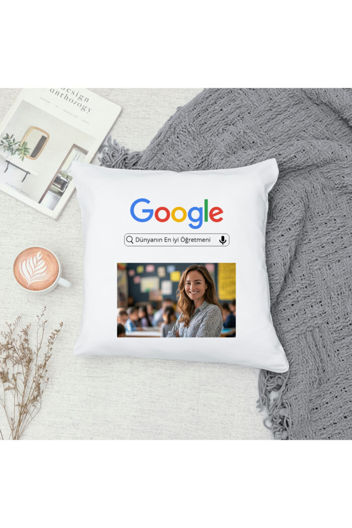 Kişiye Özel Google Tasarımlı Yastık 40x40 – Elyaf Dolgulu Hediye (Öğretmen, Anne, Sevgili, Arkadaş) - Görsel 3