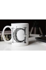 Özel Çizim C Harfli Porselen Kupa Tfshr-03