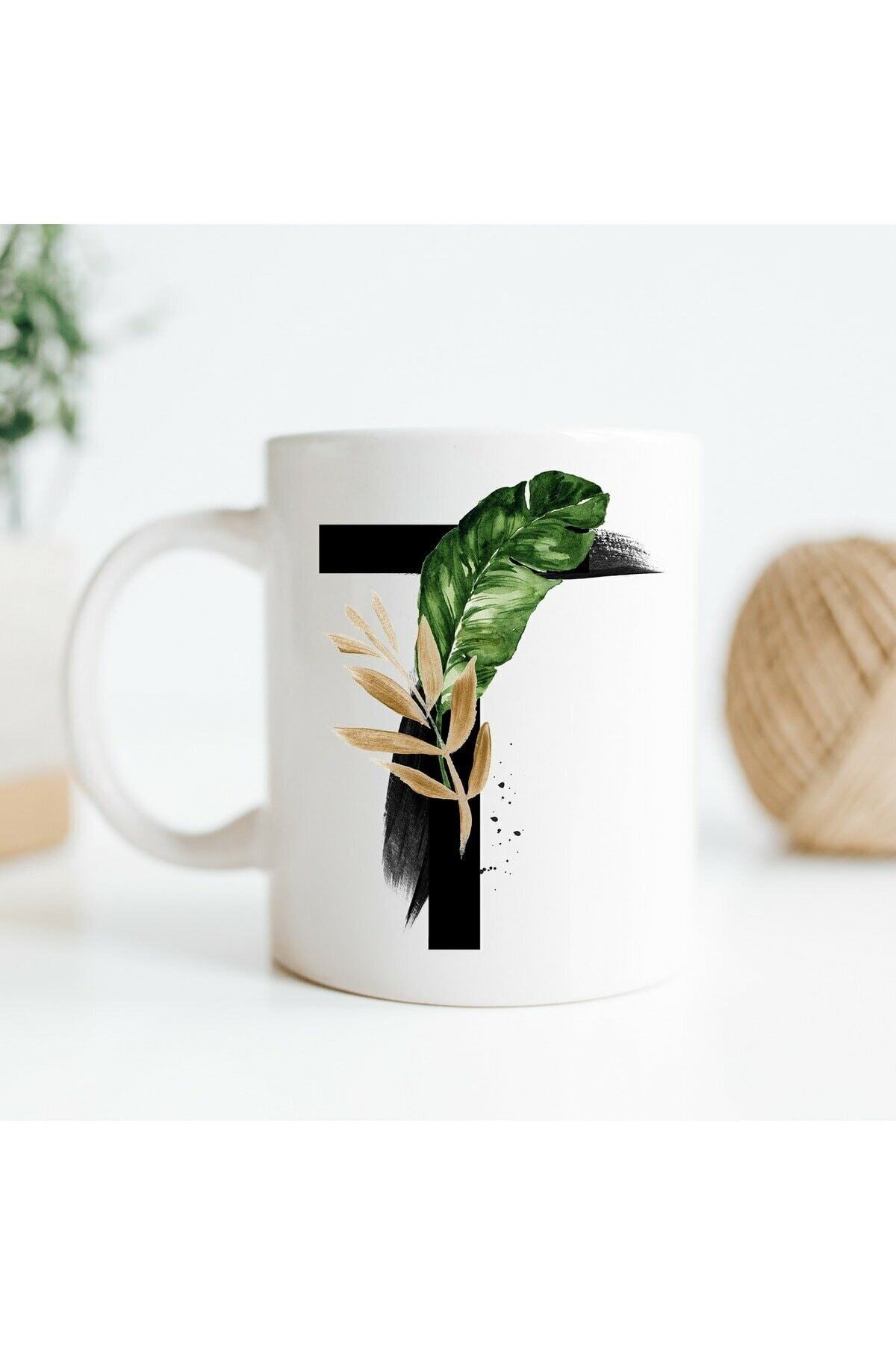 1_org_zoom-1944.jpg T Harfine Özel Baş Harf Tasarımlı Hediyelik Baskılı Kupa - Görsel 1