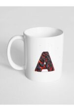 A Harfi Baskılı Kor Alevli Desenli Dekoratif - Baş Harf Baskılı Kupa Bardak