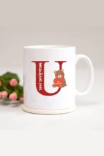 Ayıcıklı U Harfli Baskılı Kupa Bardak