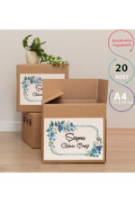 Çeyiz Etiketi - A4 ve Kendinden Yapışkanlı - Mavi Çiçekli - Görsel 2