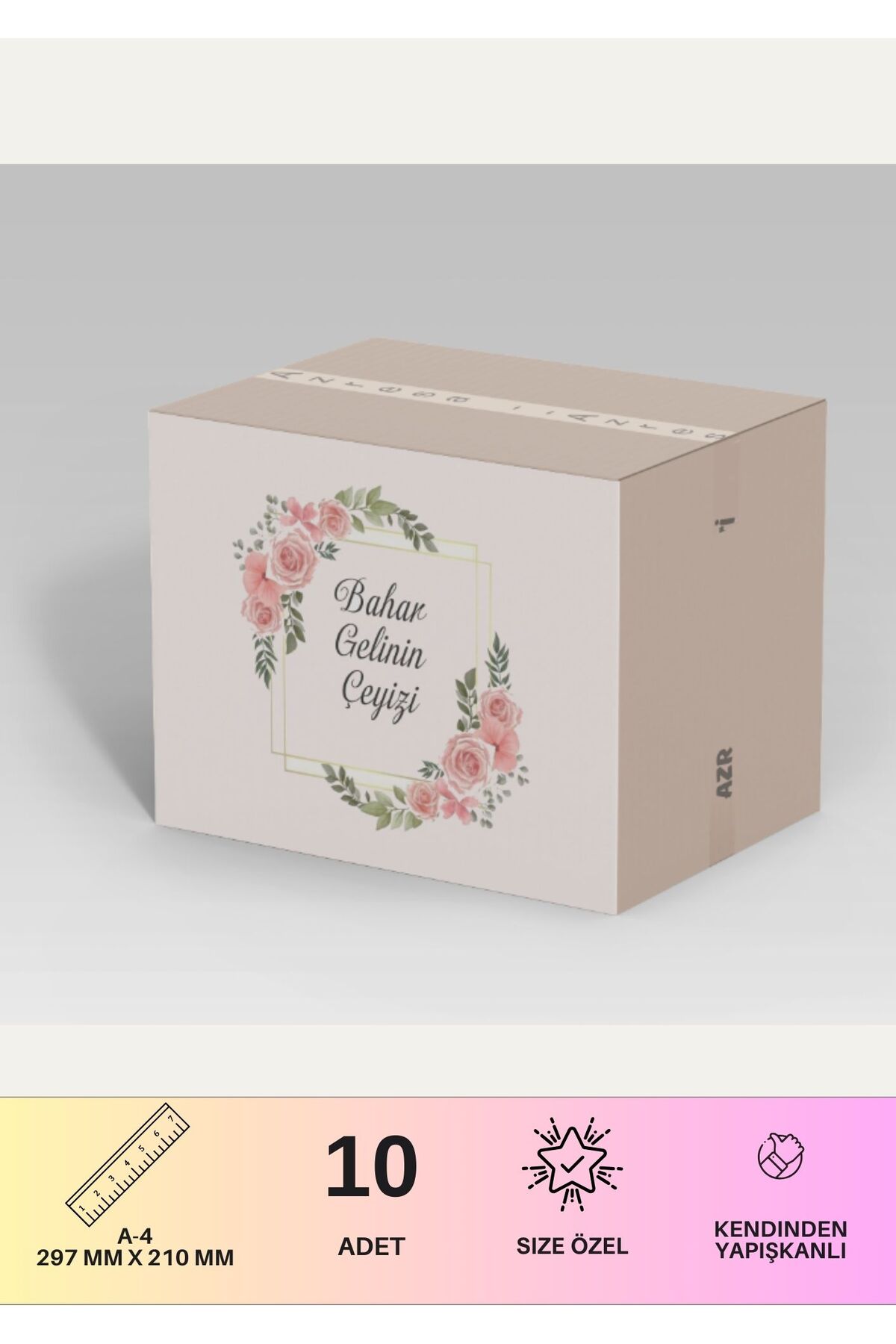 1_org_zoom-201.jpg Çeyiz Etiketi Özelleştirilebilir İsme Özel - 10 Adet - Pembe Gül Desen - Görsel 1