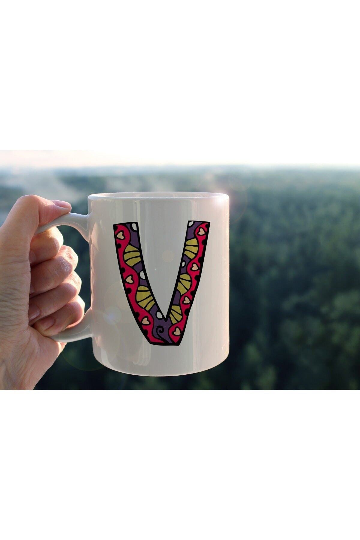 1_org_zoom-2022.jpg Özel Tasarım V Harfli Porselen Kupa Tfhr-26 - Görsel 1