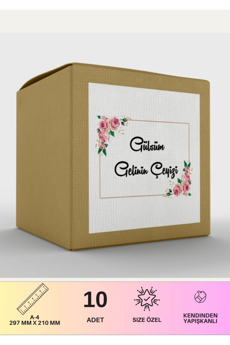 Çeyiz Etiketi Özelleştirilebilir İsme Özel - 10 Adet  Gül Aranje - Görsel 2