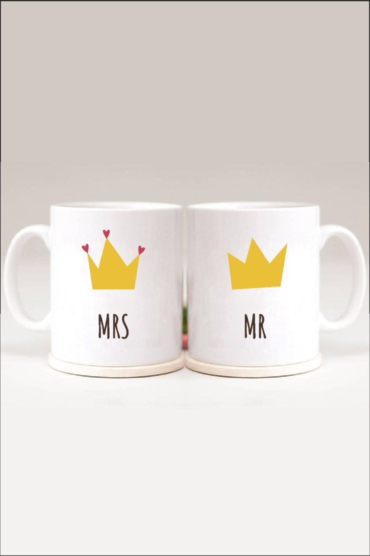 1_org_zoom-2102.jpg Çiftlere Özel Mrs&mr - Kral - Kraliçe Baskılı 2'li Kupa Set - Görsel 1