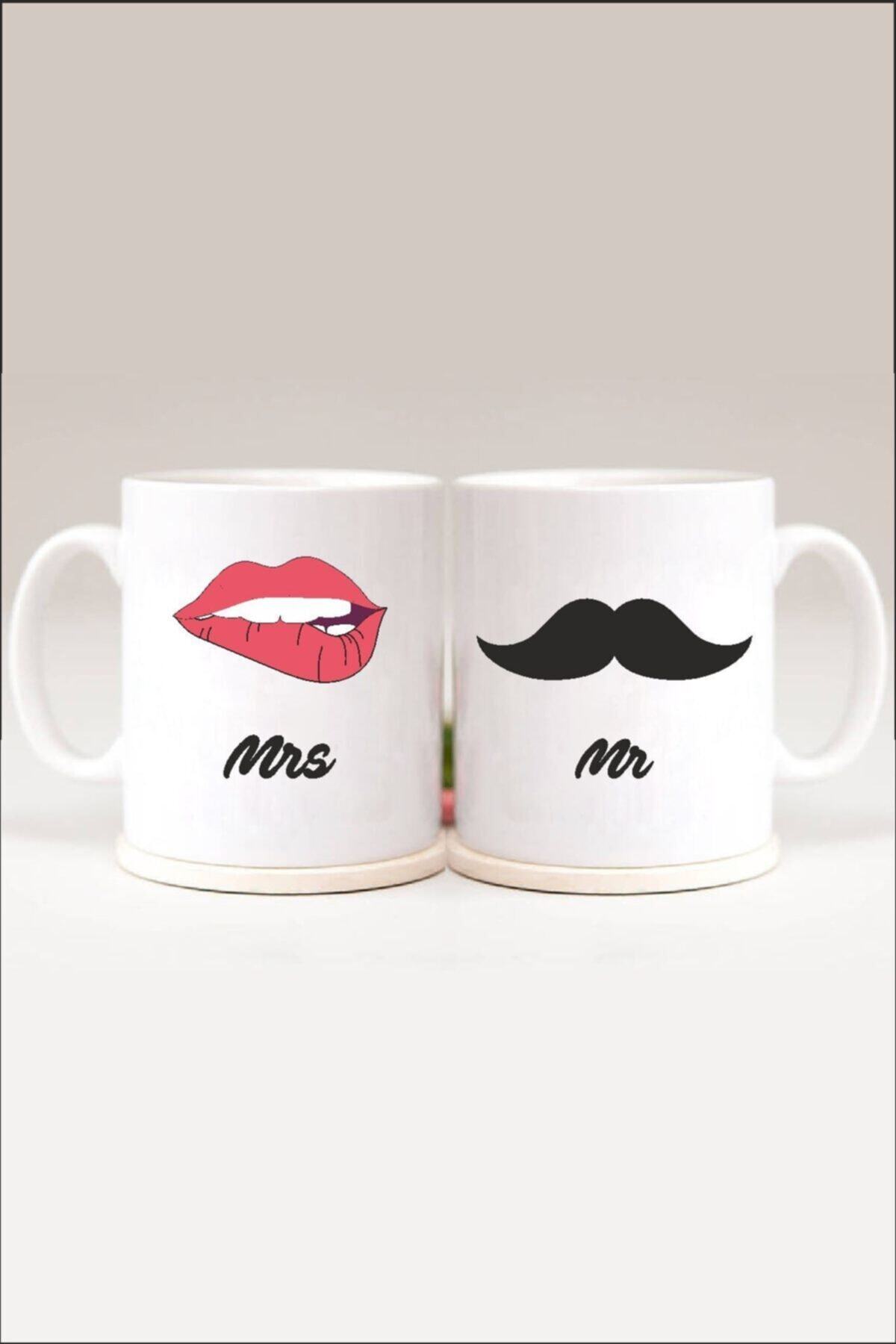 1_org_zoom-2111.jpg Çiftlere Özel Mrs&mr 1 Baskılı 2'li Kupa Set - Görsel 1