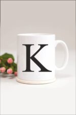 K Harfli Baskılı Kupa Bardak