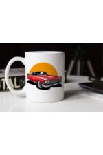 Kırmızı Klasik Araba Temalı Beyaz Porselen Kupa Tfa-005