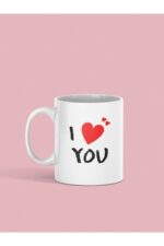 Beyaz Love You Yazı Baskılı Kupa