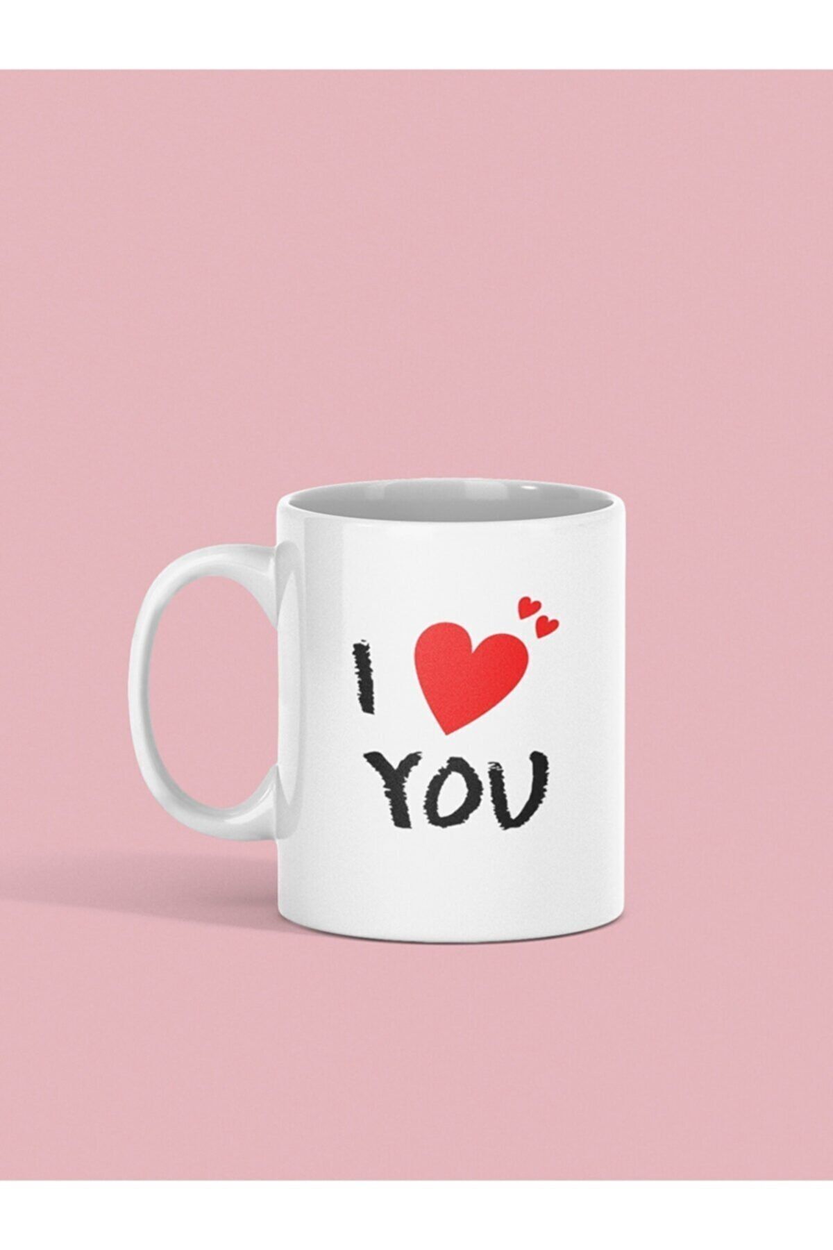 1_org_zoom-2188.jpg Beyaz Love You Yazı Baskılı Kupa - Görsel 1