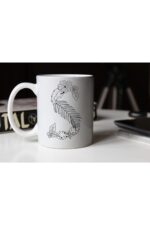 Özel Tasarım Siyah-beyaz Çiçekli S Harfi Baskılı Porselen Kupa Tfs