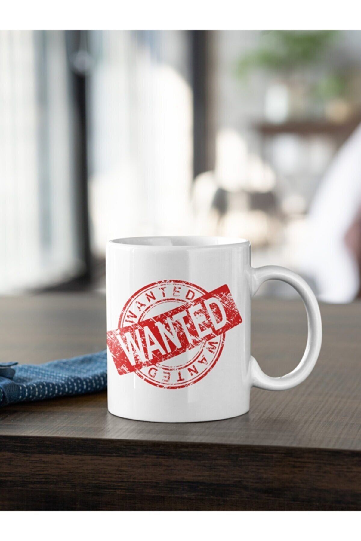1_org_zoom-2281.jpg Kırmızı Wanted Yazılı Damga Baskılı Kupa - Görsel 1