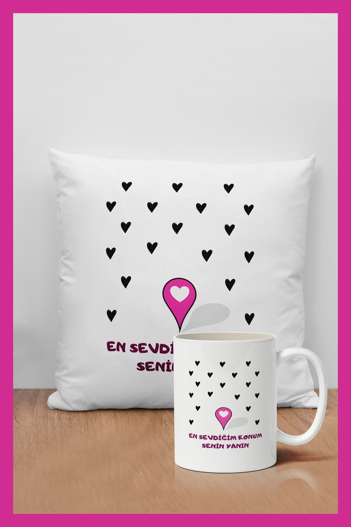 1_org_zoom-231.jpg Sevgiliye Hediye Konum Baskılı Dekoratif Hediyelik Yastık Ve Kupa Seti - Görsel 1
