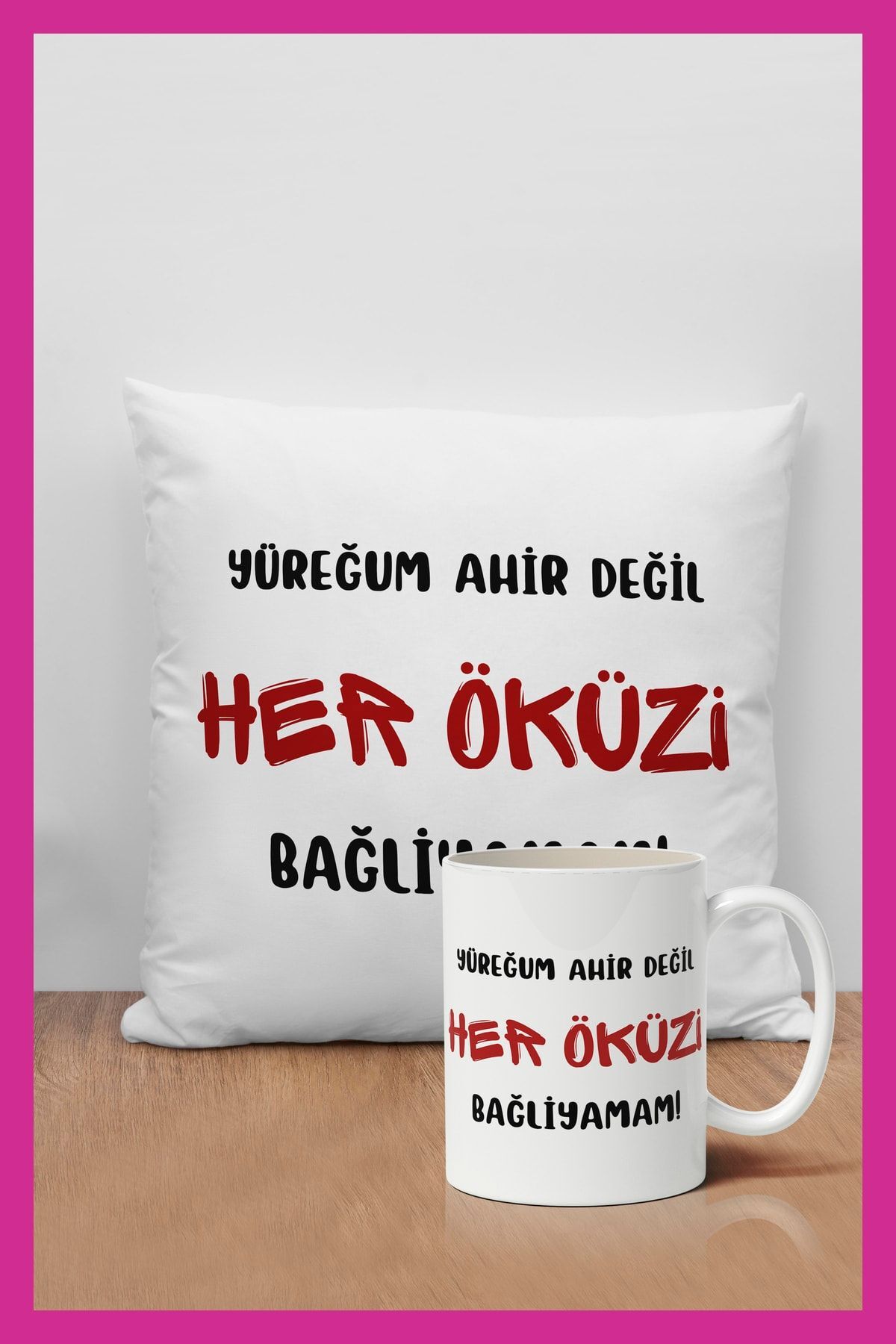 1_org_zoom-232.jpg YÜREĞUM AHİR DEĞİL HER ÖKÜZ BAĞLİYAMAM! - Karadeniz Dekoratif Hediyelik Yastık Ve Kupa Seti - Görsel 1