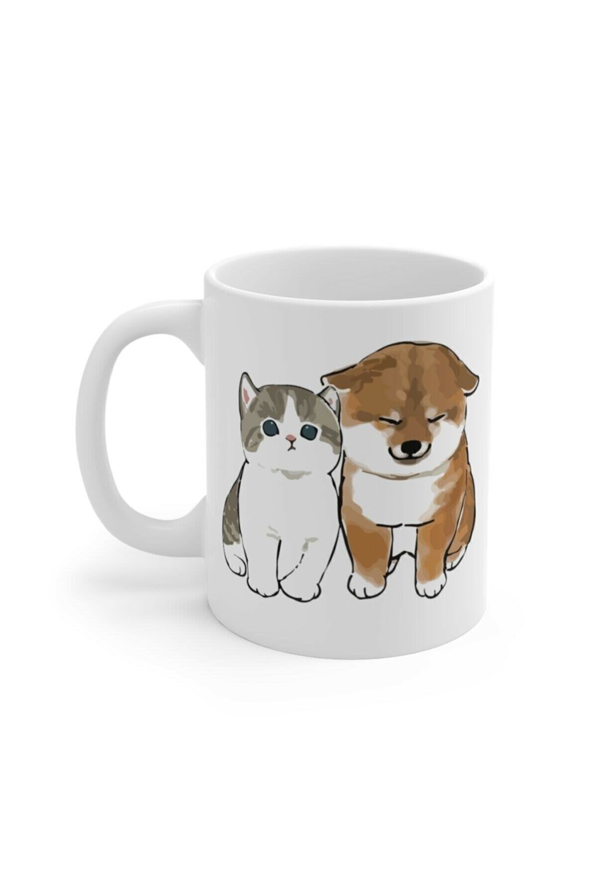 1_org_zoom-2336.jpg Beyaz Tatlı Arkadaşlar Baskılı Kupa Bardak - Görsel 1