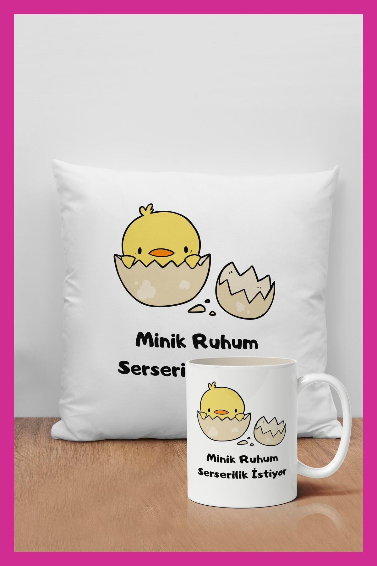 1_org_zoom-234.jpg Serseri Civciv Baskılı Dekoratif Hediyelik Yastık Ve Kupa Seti - Görsel 1