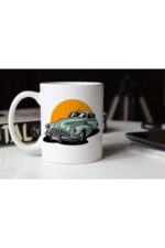 Yeşil Klasik Araba Temalı Beyaz Porselen Kupa Tfa-007