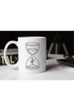 Kum Saati Temalı Beyaz Kupa Tfkm-03