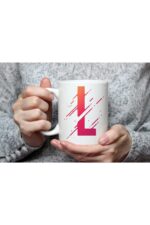 Özel Tasarım L Harfli Beyaz Porselen Kupa Tfsp-12