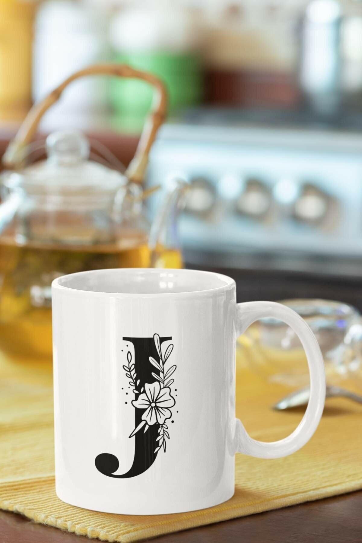 1_org_zoom-2415.jpg J Harfi Baskılı Porselen Kupa Bardak - Görsel 1