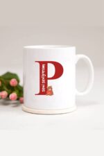 Ayıcıklı P Harfli Baskılı Kupa Bardak