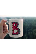 Beyaz B Harfli Porselen Kupa Tfhr-02