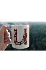 Özel Tasarım U Harfli Porselen Kupa Tfhr-24