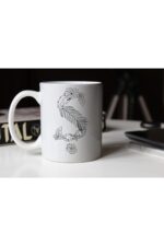 Özel Tasarım Siyah-beyaz Çiçekli Ş Harfi Baskılı Porselen Kupa Tfs