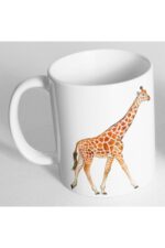 Beyaz Zürafa Resim Baskılı Kupa Bardak Bdh557