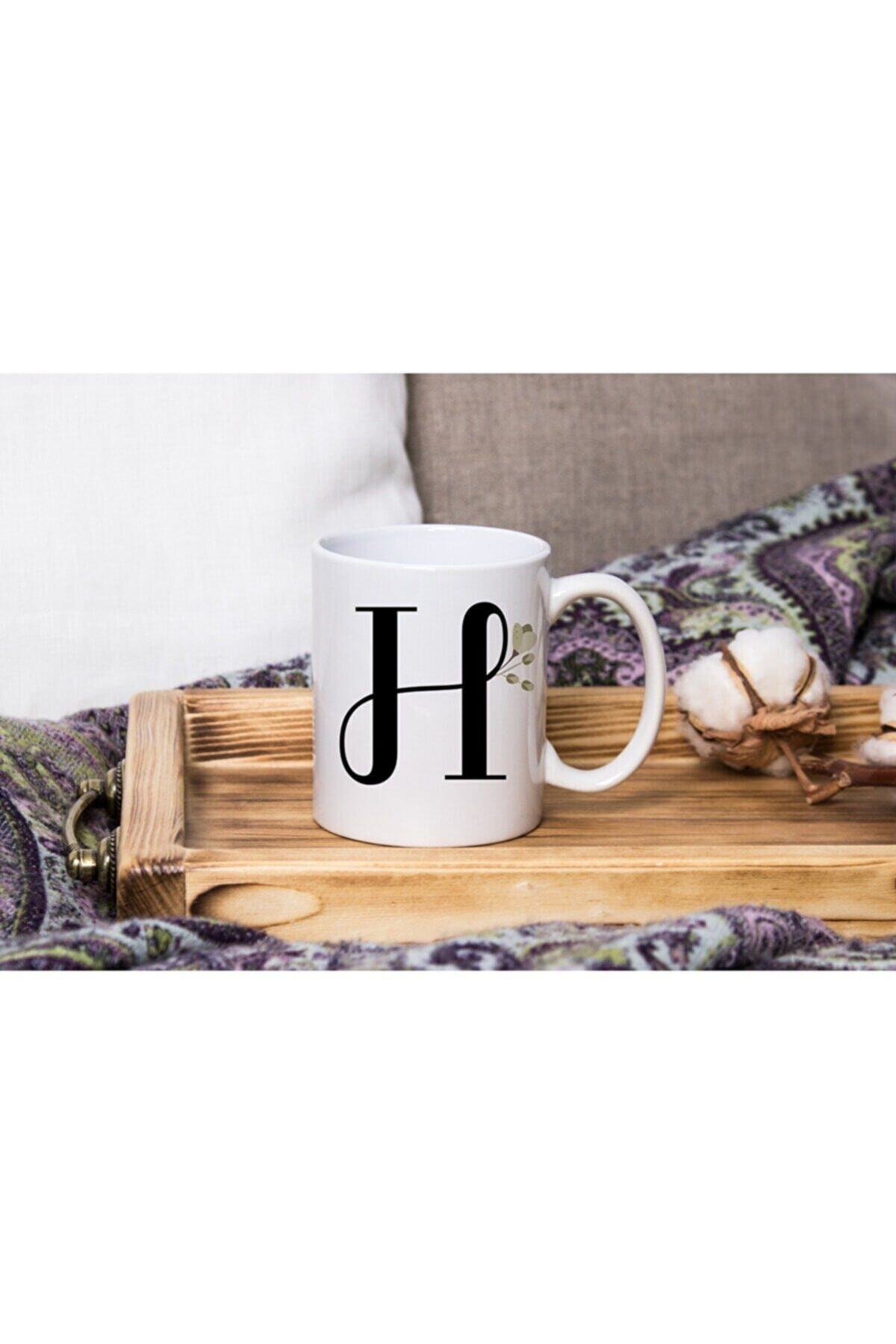 1_org_zoom-2554.jpg Beyaz Çiçekli H Harfli Beyaz Porselen Kupa Tfbyz-09 - Görsel 1