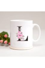 Beyaz L Harfli Baskılı Kupa Bardak