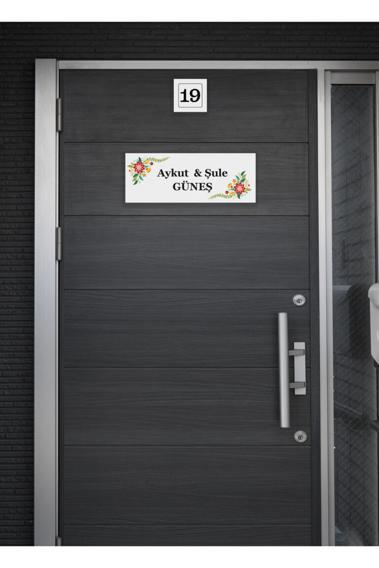 Kişiye Özel Çiçek Desenli Metal Kapı İsimliği ve Kapı Numarası Seti | Bahar Temalı - Görsel 5