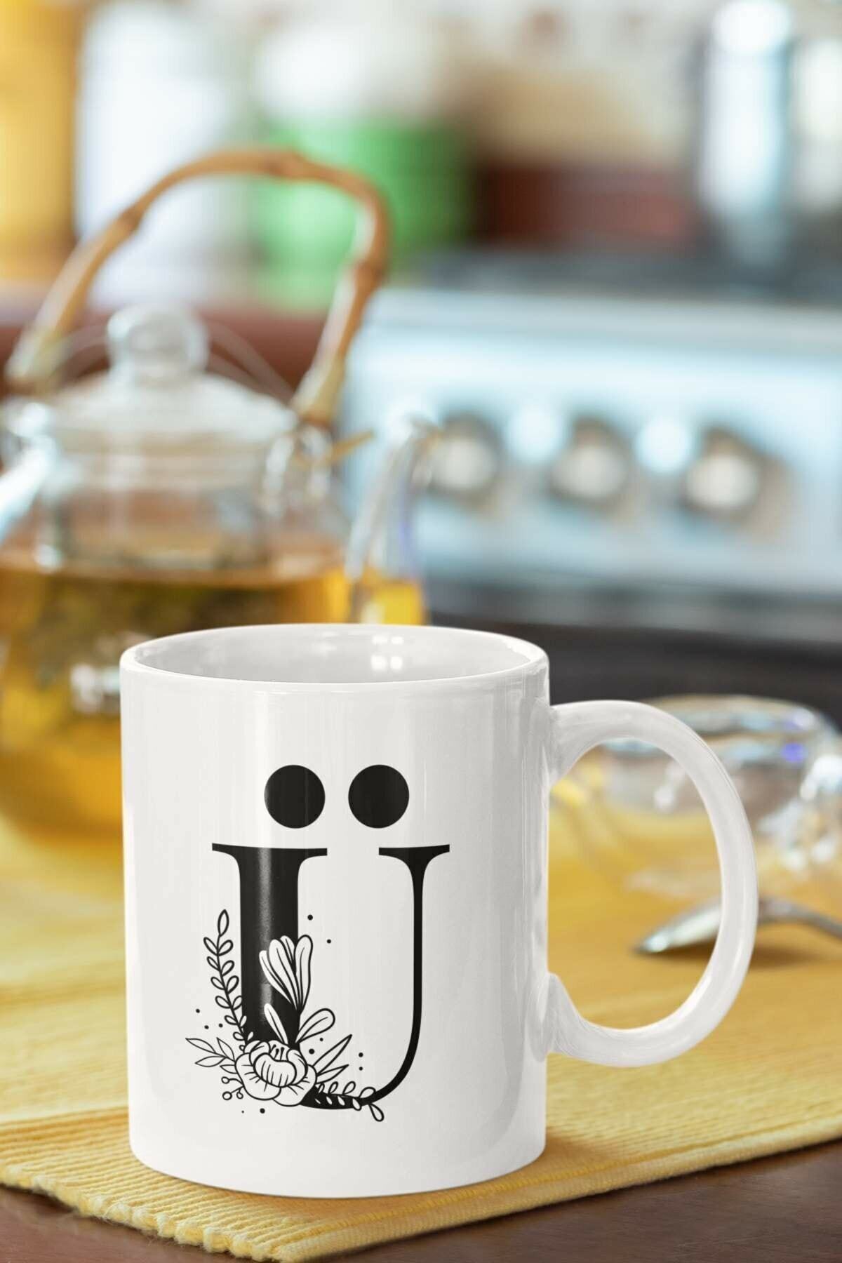 1_org_zoom-2603.jpg Ü Harfi Baskılı Porselen Kupa Bardak - Görsel 1