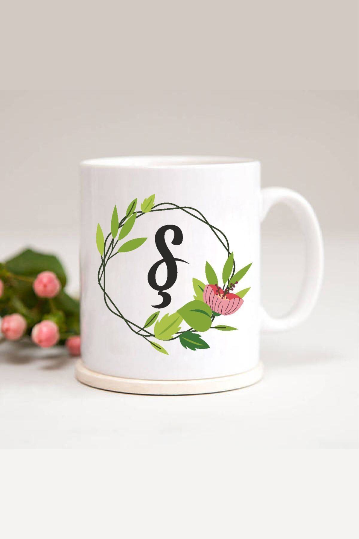 1_org_zoom-2629.jpg Beyaz Ş Harfli Yaprak Çerçeveli Baskılı Kupa Bardak - Görsel 1