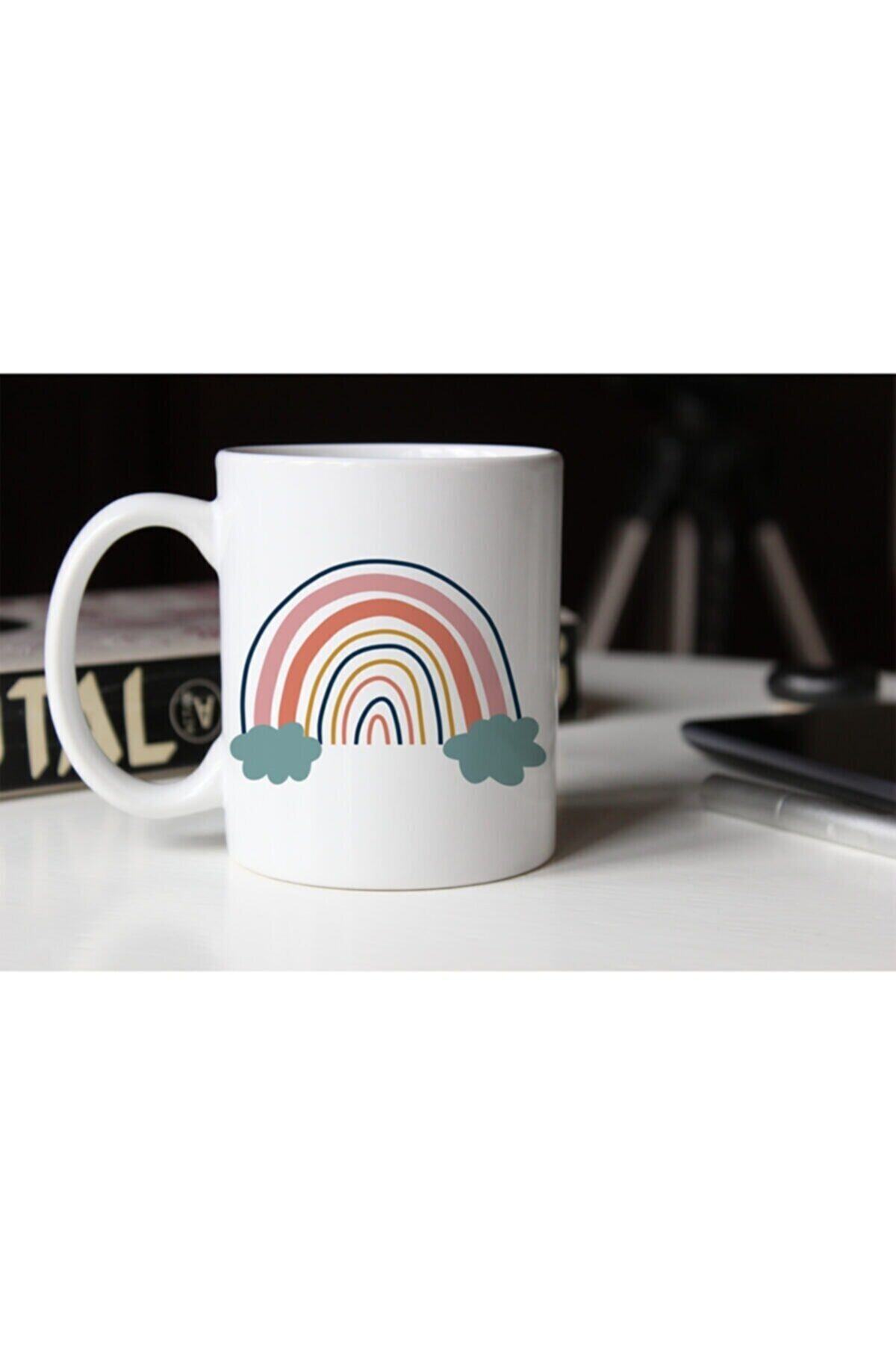 1_org_zoom-2659.jpg Özel Tasarım- Bohem Gökkuşağı Baskılı Beyaz Kupa Bardak-002 Tfkr - Görsel 1