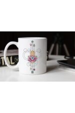 Özel Tasarım Çiçekli Göz Baskılı Porselen Kupa Bardak Tfkp