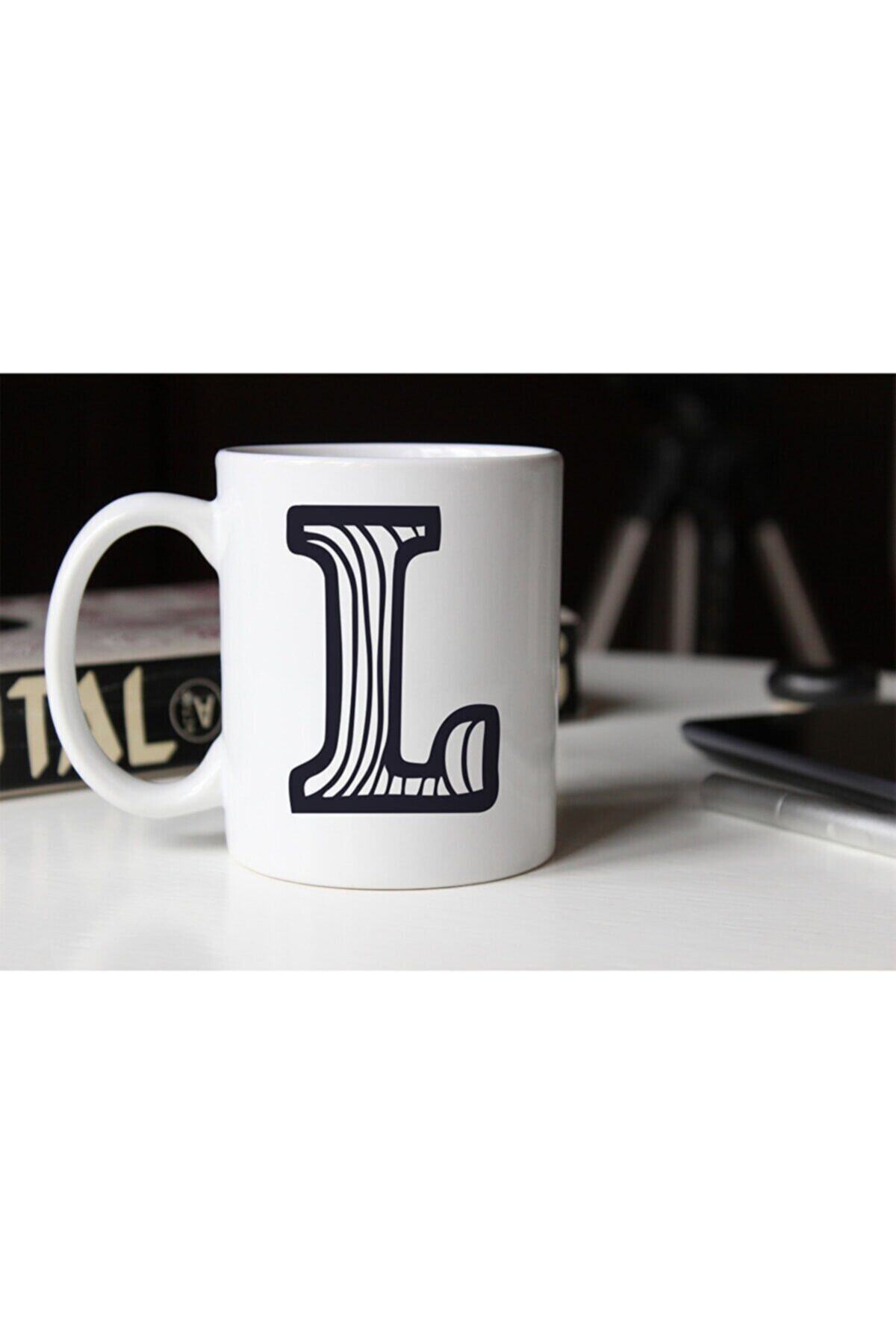 1_org_zoom-2688.jpg Siyah Beyaz Çizgili L Harfli Porselen Kupa Tfsbh-014 - Görsel 1