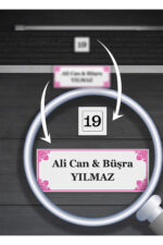 Şık Pembe Çerçeveli Kapı İsimlik & Numara Seti - Kapı isimliği