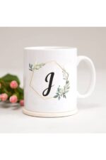 J Harfli Çerçeveli Baskılı Kupa Bardak